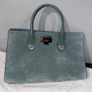 Jimmy Choo Riley blue suede tote